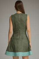Entro Hunter Green Faux Suede Belted Mini Dress-mini dress-Entro-Deja Nu Boutique, Women's Fashion Boutique in Lampasas, Texas