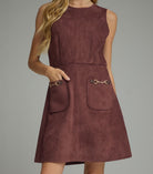 Entro Merlot Chain Accent Pocket Mini Dress-mini dress-entro-Deja Nu Boutique, Women's Fashion Boutique in Lampasas, Texas