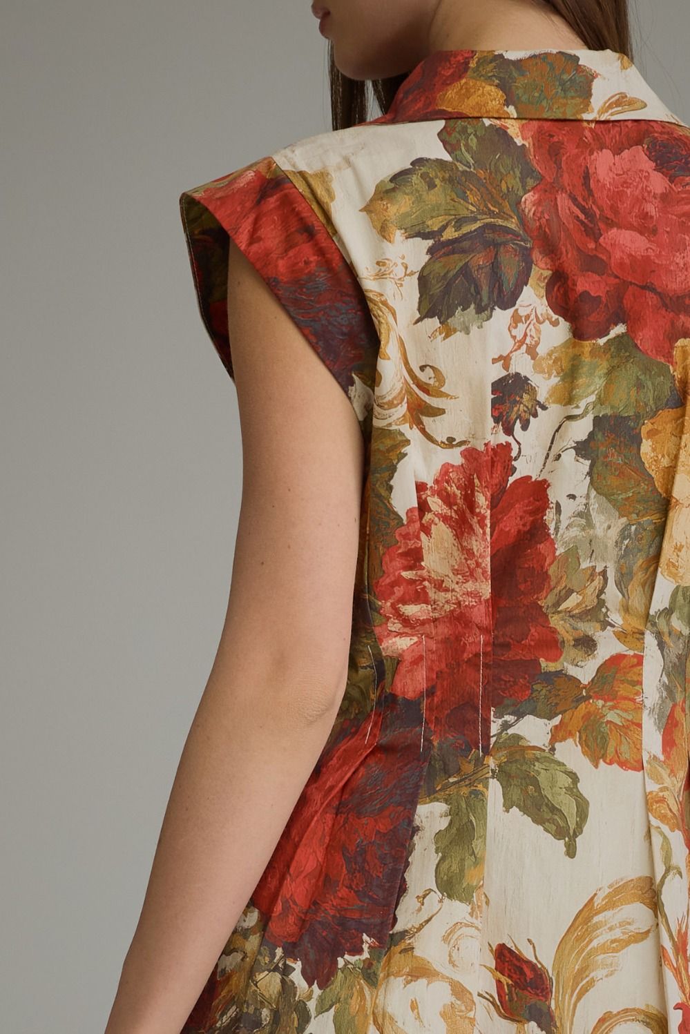 Entro Multi Floral Front Zip Midi Dress-Midi Dresses-entro-Deja Nu Boutique, Women's Fashion Boutique in Lampasas, Texas