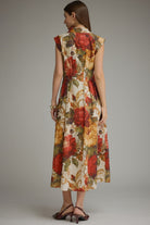 Entro Multi Floral Front Zip Midi Dress-Midi Dresses-entro-Deja Nu Boutique, Women's Fashion Boutique in Lampasas, Texas