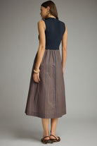 Entro Navy Mock Neck Contrast Stripe Midi Dress-Midi Dresses-Entro-Deja Nu Boutique, Women's Fashion Boutique in Lampasas, Texas