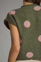Entro Olive Polka Dot Sweater Knit Top-Sweaters-entro-Deja Nu Boutique, Women's Fashion Boutique in Lampasas, Texas