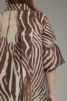 Entro Plus Abstract Zebra Print Midi Dress in Brown-Curvy/Plus Dresses-entro-Deja Nu Boutique, Women's Fashion Boutique in Lampasas, Texas