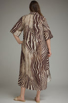 Entro Plus Abstract Zebra Print Midi Dress in Brown-Curvy/Plus Dresses-entro-Deja Nu Boutique, Women's Fashion Boutique in Lampasas, Texas