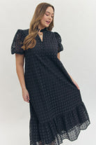 Entro Midnight Elegance Eyelet Midi Dress – Plus Size-Curvy/Plus Dresses-Entro-Deja Nu Boutique, Women's Fashion Boutique in Lampasas, Texas
