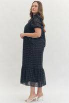 Entro Midnight Elegance Eyelet Midi Dress – Plus Size-Curvy/Plus Dresses-Entro-Deja Nu Boutique, Women's Fashion Boutique in Lampasas, Texas
