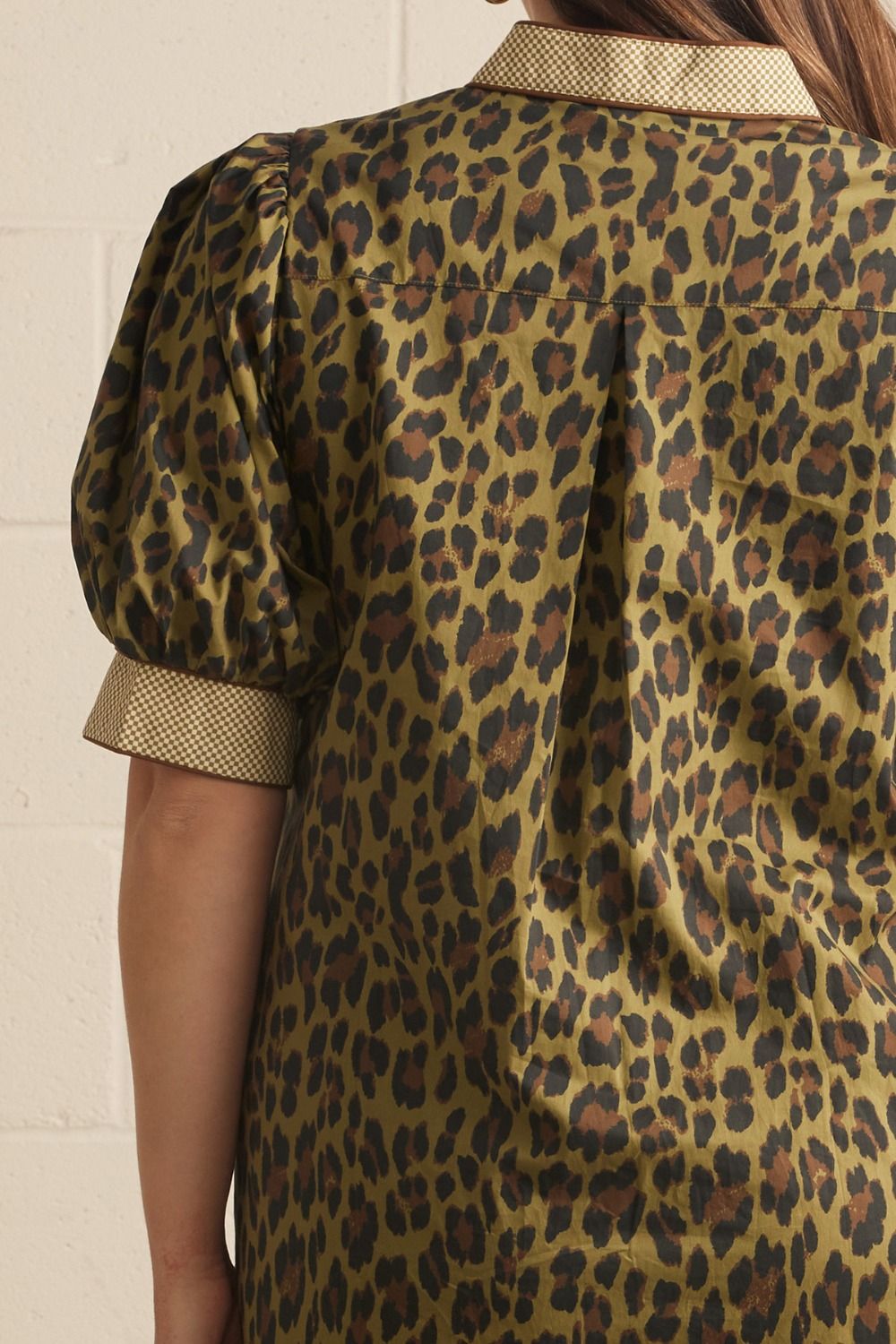 Entro Plus Olive Leopard Print Puff Sleeve Midi Dress-Curvy/Plus Dresses-Entro-Deja Nu Boutique, Women's Fashion Boutique in Lampasas, Texas