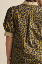 Entro Plus Olive Leopard Print Puff Sleeve Midi Dress-Curvy/Plus Dresses-Entro-Deja Nu Boutique, Women's Fashion Boutique in Lampasas, Texas