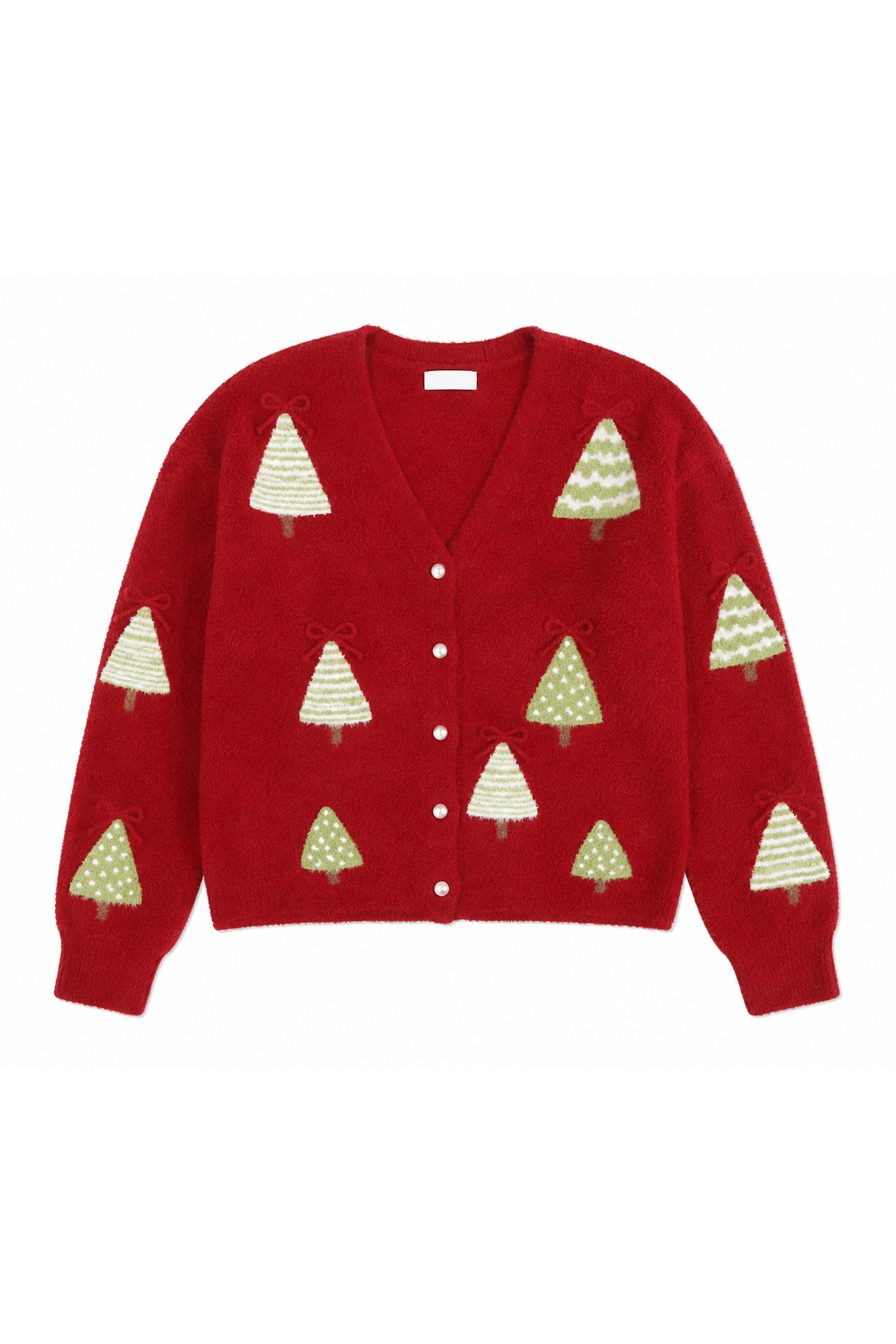 Entro Red Christmas Tree Cardigan-Cardigans & Kimonos-Entro-Deja Nu Boutique, Women's Fashion Boutique in Lampasas, Texas