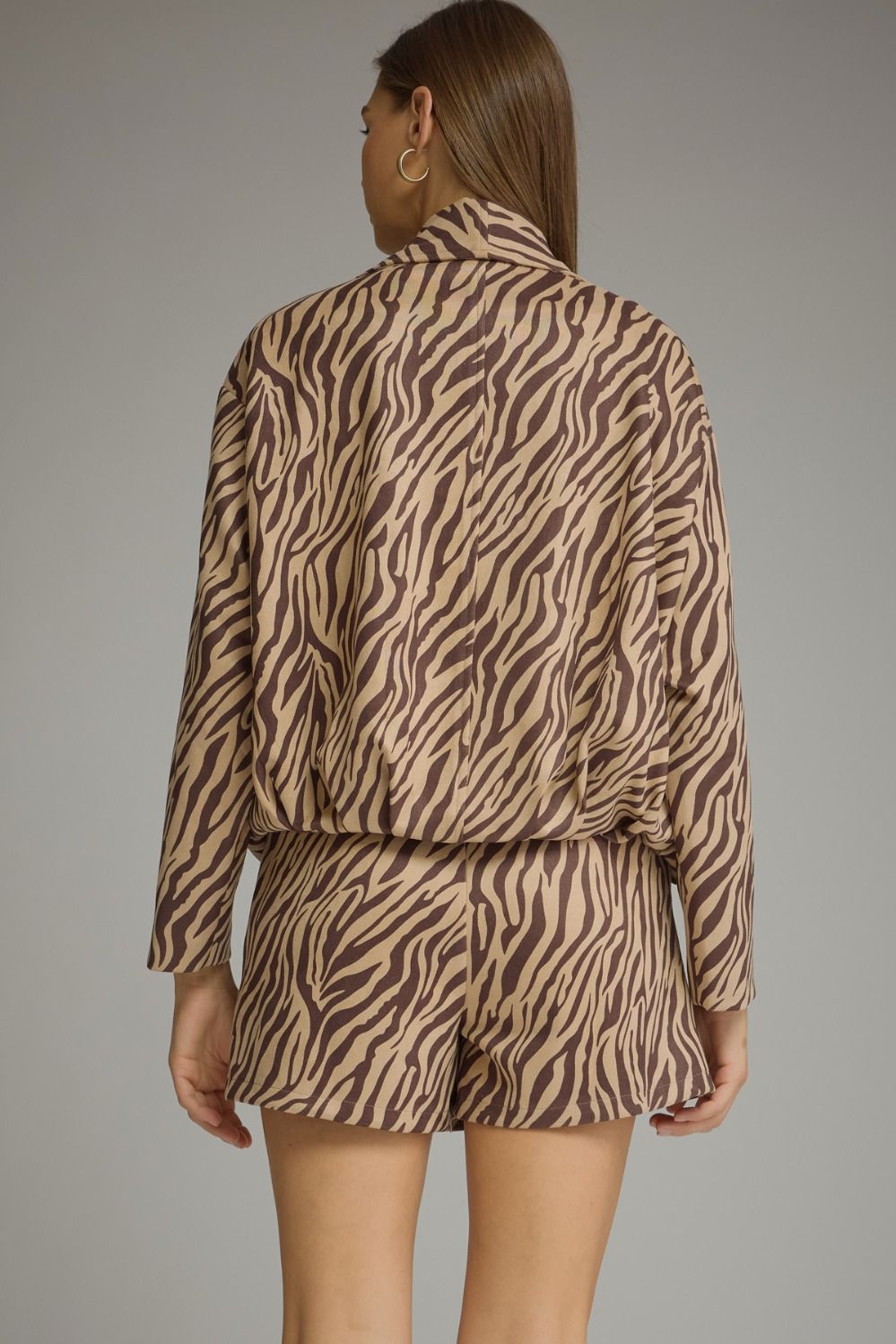 Entro Zebra Print Draped Open Front Jacket-Outerwear-entro-Deja Nu Boutique, Women's Fashion Boutique in Lampasas, Texas