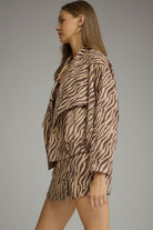 Entro Zebra Print Draped Open Front Jacket-Outerwear-entro-Deja Nu Boutique, Women's Fashion Boutique in Lampasas, Texas