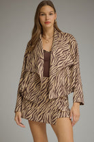 Entro Zebra Print Wrap Front Mini Skort in Brown-skort-entro-Deja Nu Boutique, Women's Fashion Boutique in Lampasas, Texas