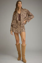 Entro Zebra Print Wrap Front Mini Skort in Brown-skort-entro-Deja Nu Boutique, Women's Fashion Boutique in Lampasas, Texas