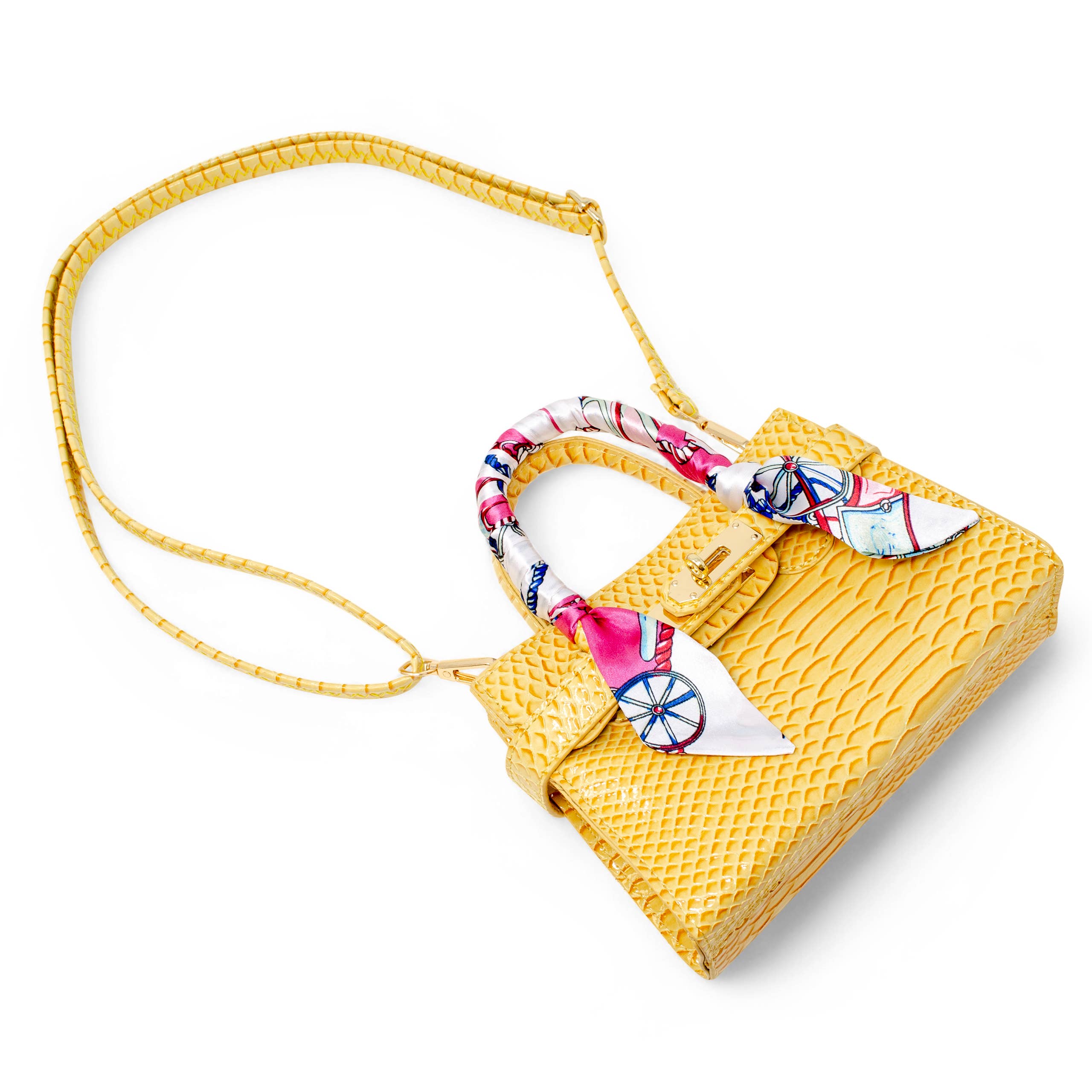 Tiny Treats and ZOMI GEMS Vivid Crocodile Scarf Handbag in Yellow-Kids Handbag-Tiny Treats and ZOMI GEMS-Deja Nu Boutique, Women's Fashion Boutique in Lampasas, Texas