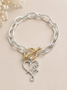Faith Heart Charm Two-Tone Toggle Bracelet-Bracelets-Deja Nu-Deja Nu Boutique, Women's Fashion Boutique in Lampasas, Texas
