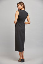 Fate Black Gold Button Belted Midi Dress-Midi Dresses-Fate-Deja Nu Boutique, Women's Fashion Boutique in Lampasas, Texas