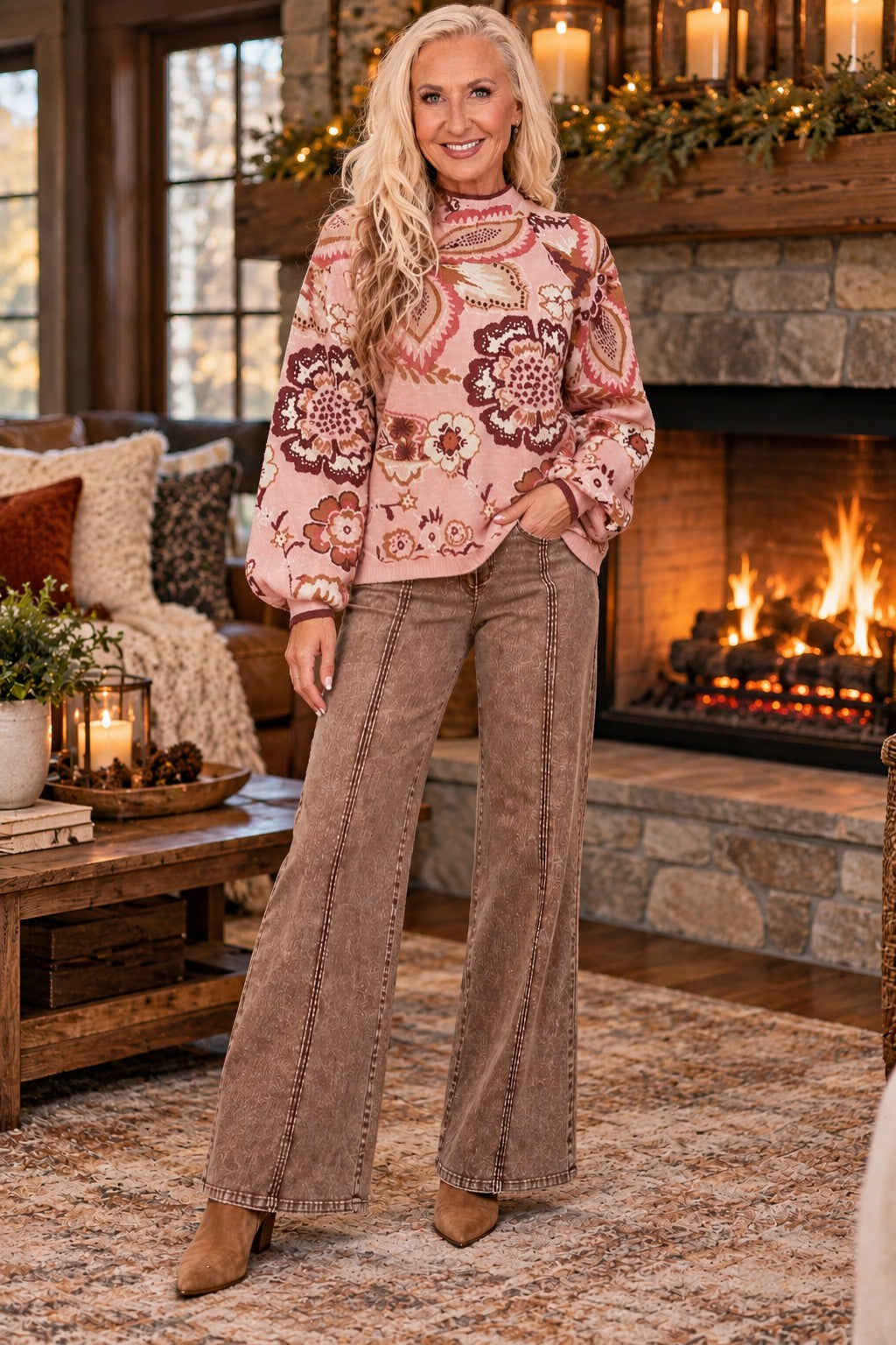 Fate Brown Washed Wide Leg Pants-Bottoms-Fate-Deja Nu Boutique, Women's Fashion Boutique in Lampasas, Texas