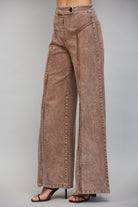 Fate Brown Washed Wide Leg Pants-Bottoms-Fate-Deja Nu Boutique, Women's Fashion Boutique in Lampasas, Texas