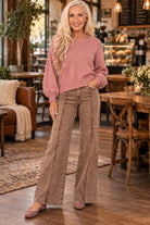 Fate Brown Washed Wide Leg Pants-Bottoms-Fate-Deja Nu Boutique, Women's Fashion Boutique in Lampasas, Texas