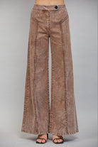 Fate Brown Washed Wide Leg Pants-Bottoms-Fate-Deja Nu Boutique, Women's Fashion Boutique in Lampasas, Texas
