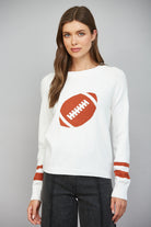 Fate Football Pattern Intarsia Knit Crewneck Sweater in Cream-Sweaters-Fate-Deja Nu Boutique, Women's Fashion Boutique in Lampasas, Texas