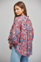 Fate Dusty Mauve Multi Floral Print Ruffle Neck Blouse-shirts-Fate-Deja Nu Boutique, Women's Fashion Boutique in Lampasas, Texas