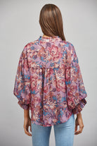 Fate Dusty Mauve Multi Floral Print Ruffle Neck Blouse-shirts-Fate-Deja Nu Boutique, Women's Fashion Boutique in Lampasas, Texas
