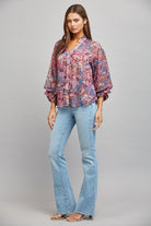 Fate Dusty Mauve Multi Floral Print Ruffle Neck Blouse-shirts-Fate-Deja Nu Boutique, Women's Fashion Boutique in Lampasas, Texas