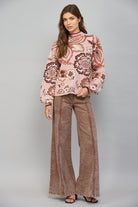 Fate Bold Floral & Paisley Pattern Funnel Neckline Sweater in Mauve Multi-Sweaters-Fate-Deja Nu Boutique, Women's Fashion Boutique in Lampasas, Texas