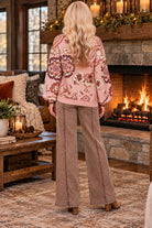Fate Bold Floral & Paisley Pattern Funnel Neckline Sweater in Mauve Multi-Sweaters-Fate-Deja Nu Boutique, Women's Fashion Boutique in Lampasas, Texas