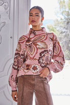 Fate Bold Floral & Paisley Pattern Funnel Neckline Sweater in Mauve Multi-Sweaters-Fate-Deja Nu Boutique, Women's Fashion Boutique in Lampasas, Texas