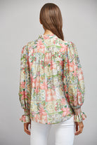 Fate Patchwork Floral Print Ruffled Collar Button Down Blouse-Tops-Fate-Deja Nu Boutique, Women's Fashion Boutique in Lampasas, Texas