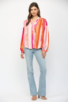 Fate Pink Multi Boxy Button-Down Shirt-shirts-Fate-Deja Nu Boutique, Women's Fashion Boutique in Lampasas, Texas