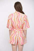 Fate Wavy Stripe Button Down Romper in Cream Multi-Rompers & Jumpsuits-Fate-Deja Nu Boutique, Women's Fashion Boutique in Lampasas, Texas