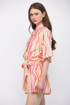 Fate Wavy Stripe Button Down Romper in Cream Multi-Rompers & Jumpsuits-Fate-Deja Nu Boutique, Women's Fashion Boutique in Lampasas, Texas