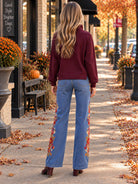 Gabrielle by Molly Bracken Edie Half Zip Sweatshirt in Dark Red-sweatshirt-Gabrielle-Deja Nu Boutique, Women's Fashion Boutique in Lampasas, Texas