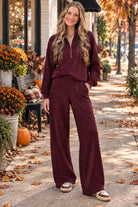 Gabrielle by Molly Bracken Edie Half Zip Sweatshirt in Dark Red-sweatshirt-Gabrielle-Deja Nu Boutique, Women's Fashion Boutique in Lampasas, Texas