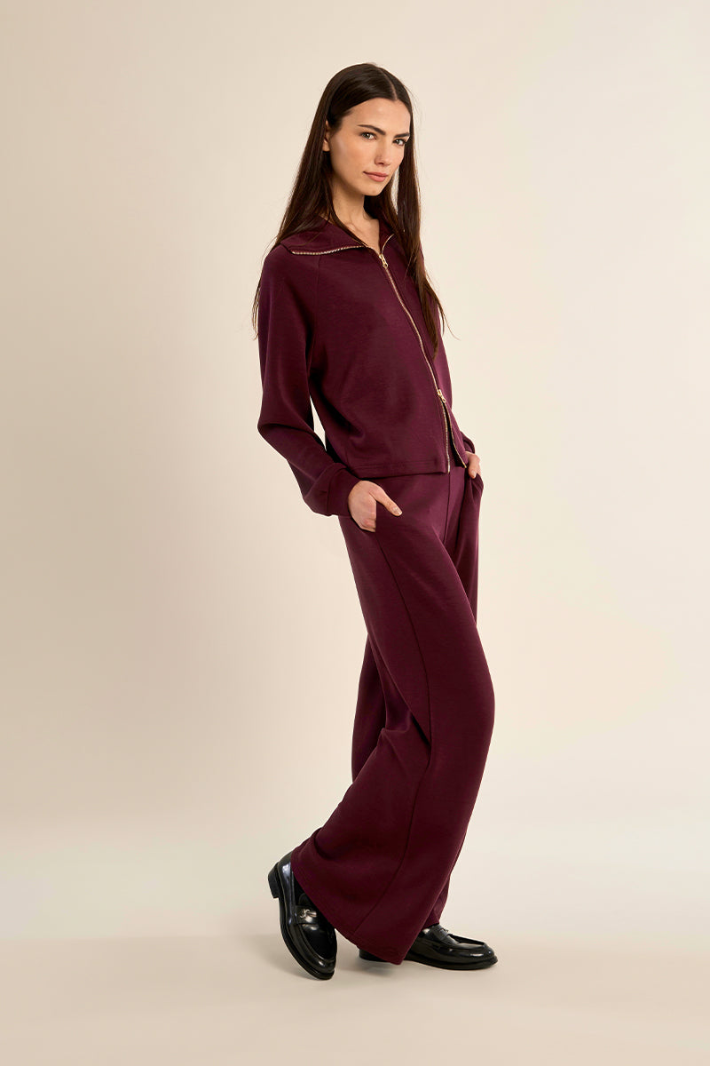 Gabrielle by Molly Bracken Monalisa Wide Leg Pants in Dark Red-Athleisurewear-Gabrielle-Deja Nu Boutique, Women's Fashion Boutique in Lampasas, Texas