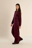 Gabrielle by Molly Bracken Monalisa Wide Leg Pants in Dark Red-Athleisurewear-Gabrielle-Deja Nu Boutique, Women's Fashion Boutique in Lampasas, Texas