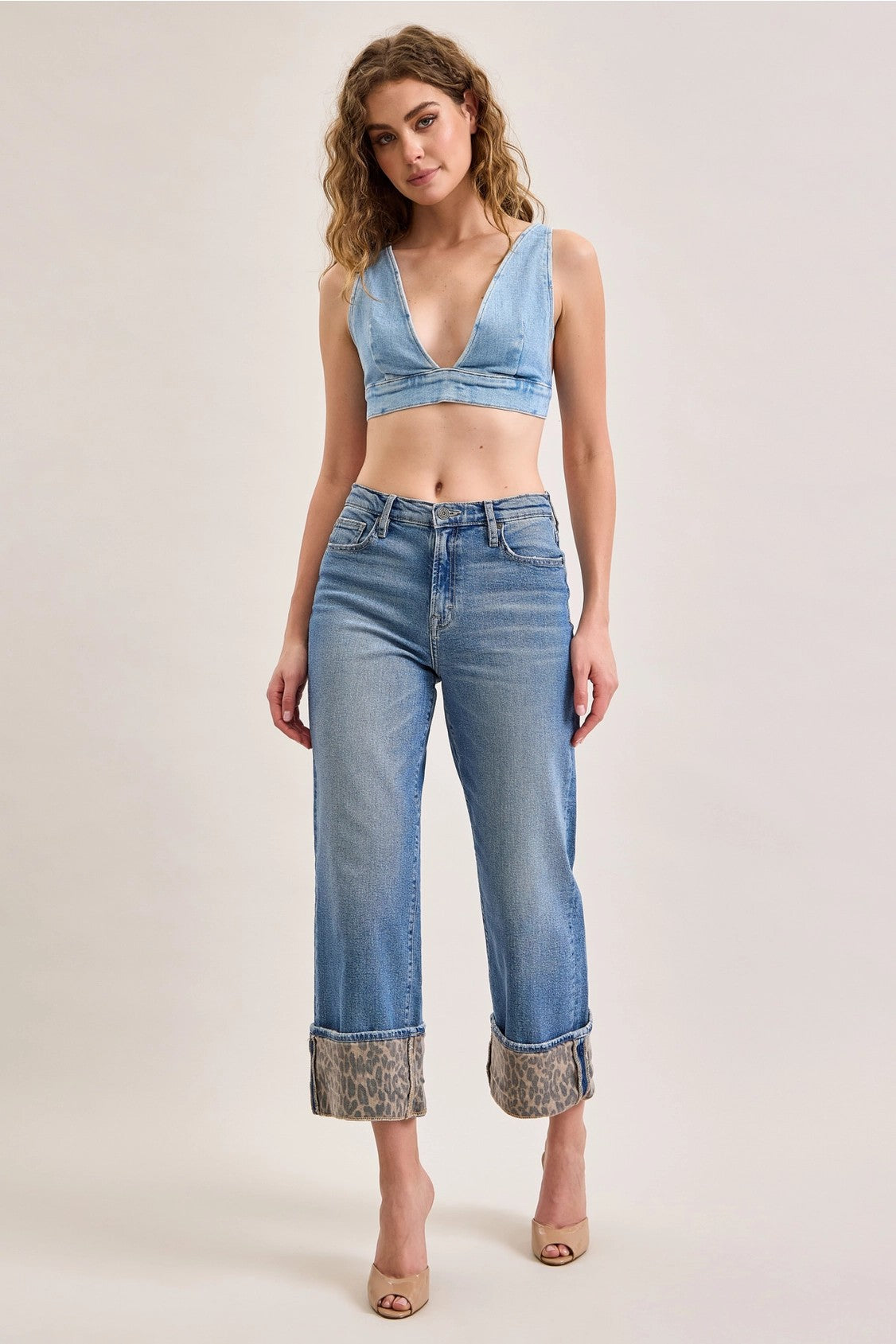 Hidden Logan High Rise Dad Jeans with Cheetah Cuff-Jeans-Hidden-Deja Nu Boutique, Women's Fashion Boutique in Lampasas, Texas