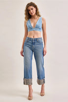 Hidden Logan High Rise Dad Jeans with Cheetah Cuff-Jeans-Hidden-Deja Nu Boutique, Women's Fashion Boutique in Lampasas, Texas