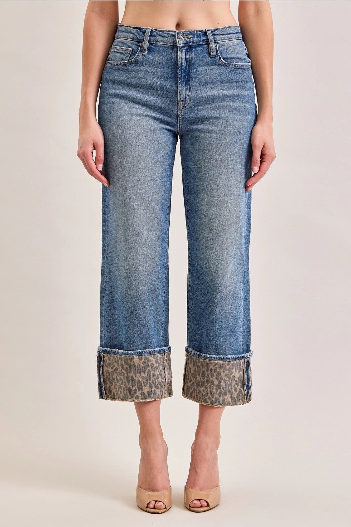 Hidden Logan High Rise Dad Jeans with Cheetah Cuff-Jeans-Hidden-Deja Nu Boutique, Women's Fashion Boutique in Lampasas, Texas