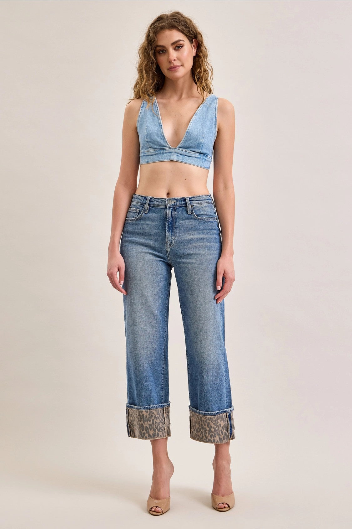 Hidden Logan High Rise Dad Jeans with Cheetah Cuff-Jeans-Hidden-Deja Nu Boutique, Women's Fashion Boutique in Lampasas, Texas