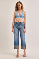 Hidden Logan High Rise Dad Jeans with Cheetah Cuff-Jeans-Hidden-Deja Nu Boutique, Women's Fashion Boutique in Lampasas, Texas
