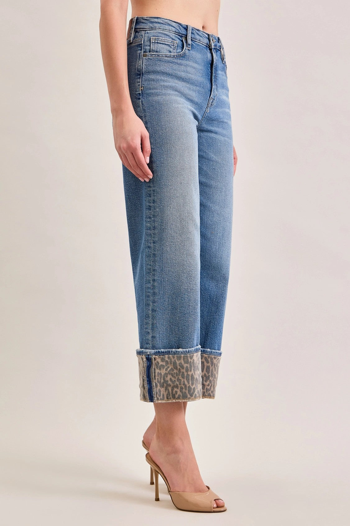 Hidden Logan High Rise Dad Jeans with Cheetah Cuff-Jeans-Hidden-Deja Nu Boutique, Women's Fashion Boutique in Lampasas, Texas