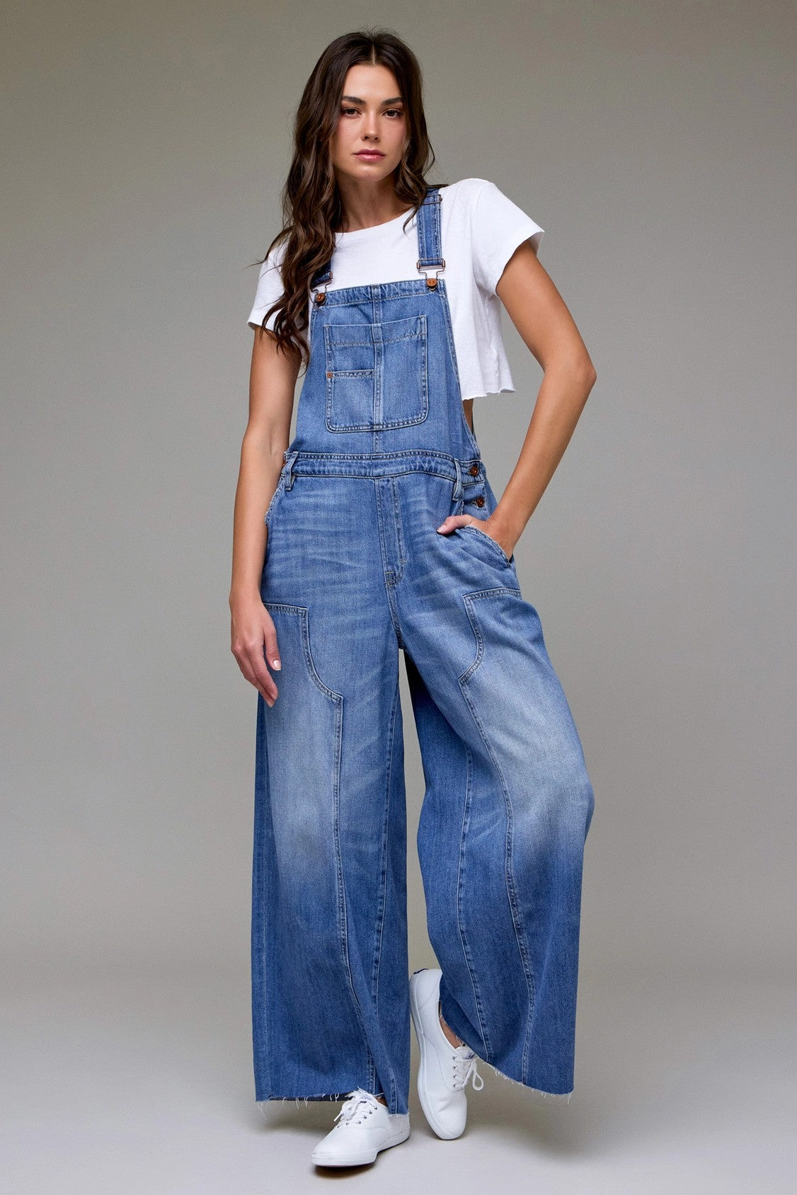Hidden Dylan Medium Wash Super Soft Western Overall-overalls-Hidden-Deja Nu Boutique, Women's Fashion Boutique in Lampasas, Texas