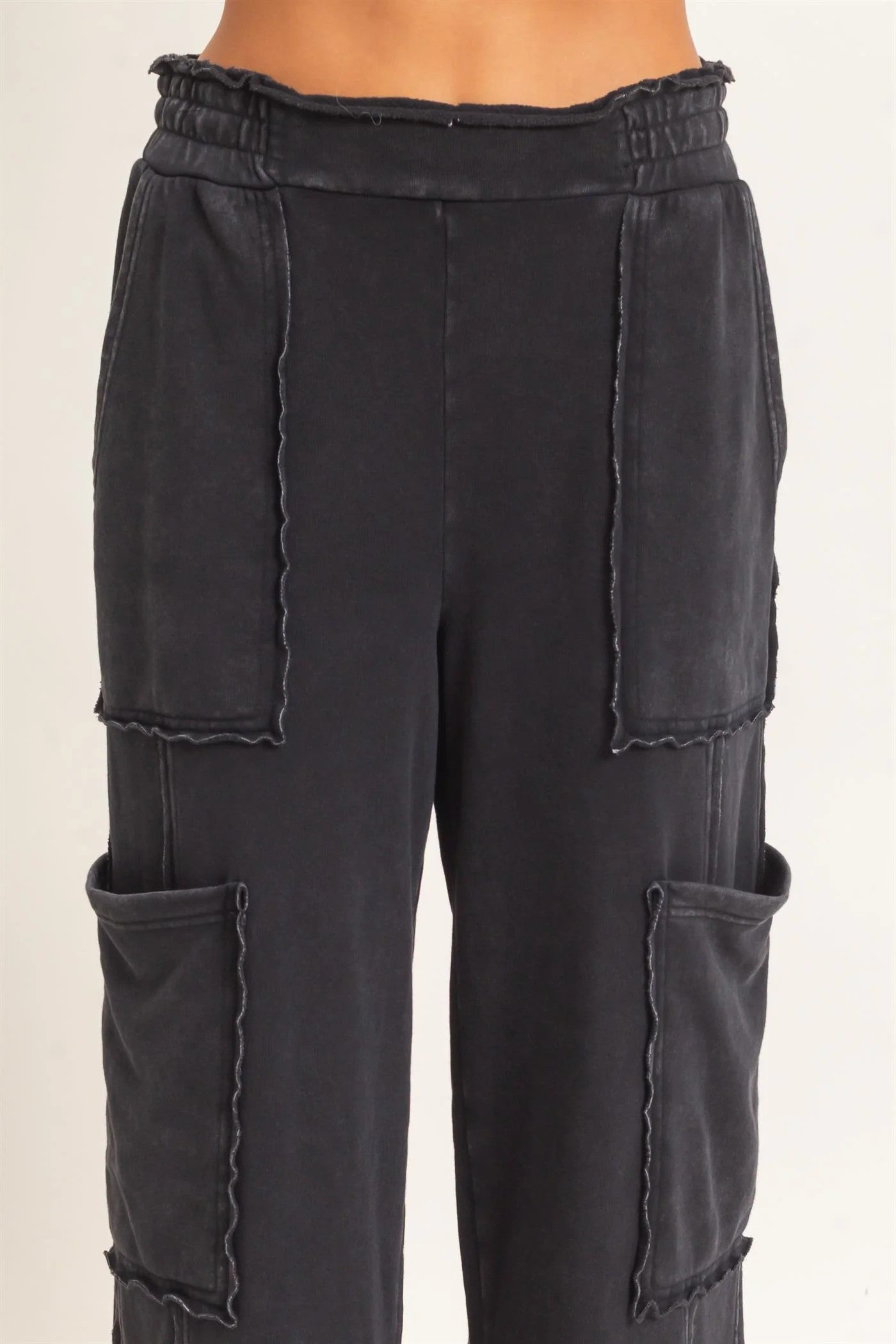 Hyfve Double Zero Mineral Wash Cargo Pocket Pants – Dark Red & Black-Athleisurewear-Hyfve Double Zero-Deja Nu Boutique, Women's Fashion Boutique in Lampasas, Texas