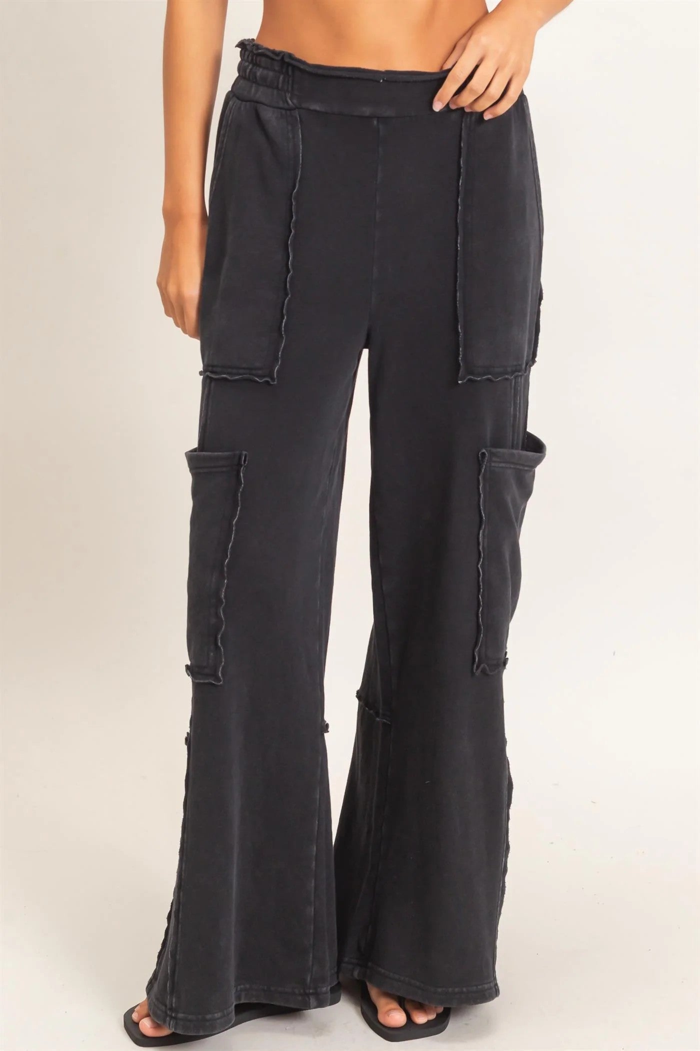Hyfve Double Zero Mineral Wash Cargo Pocket Pants – Dark Red & Black-Athleisurewear-Hyfve Double Zero-Deja Nu Boutique, Women's Fashion Boutique in Lampasas, Texas