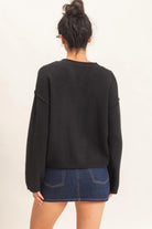 Hyfve Double Zero Crew Neck Loose Fit Cardigan in Black or Cream-Cardigans & Kimonos-Hyfve Double Zero-Deja Nu Boutique, Women's Fashion Boutique in Lampasas, Texas