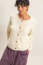 Hyfve Double Zero Crew Neck Loose Fit Cardigan in Black or Cream-Cardigans & Kimonos-Hyfve Double Zero-Deja Nu Boutique, Women's Fashion Boutique in Lampasas, Texas